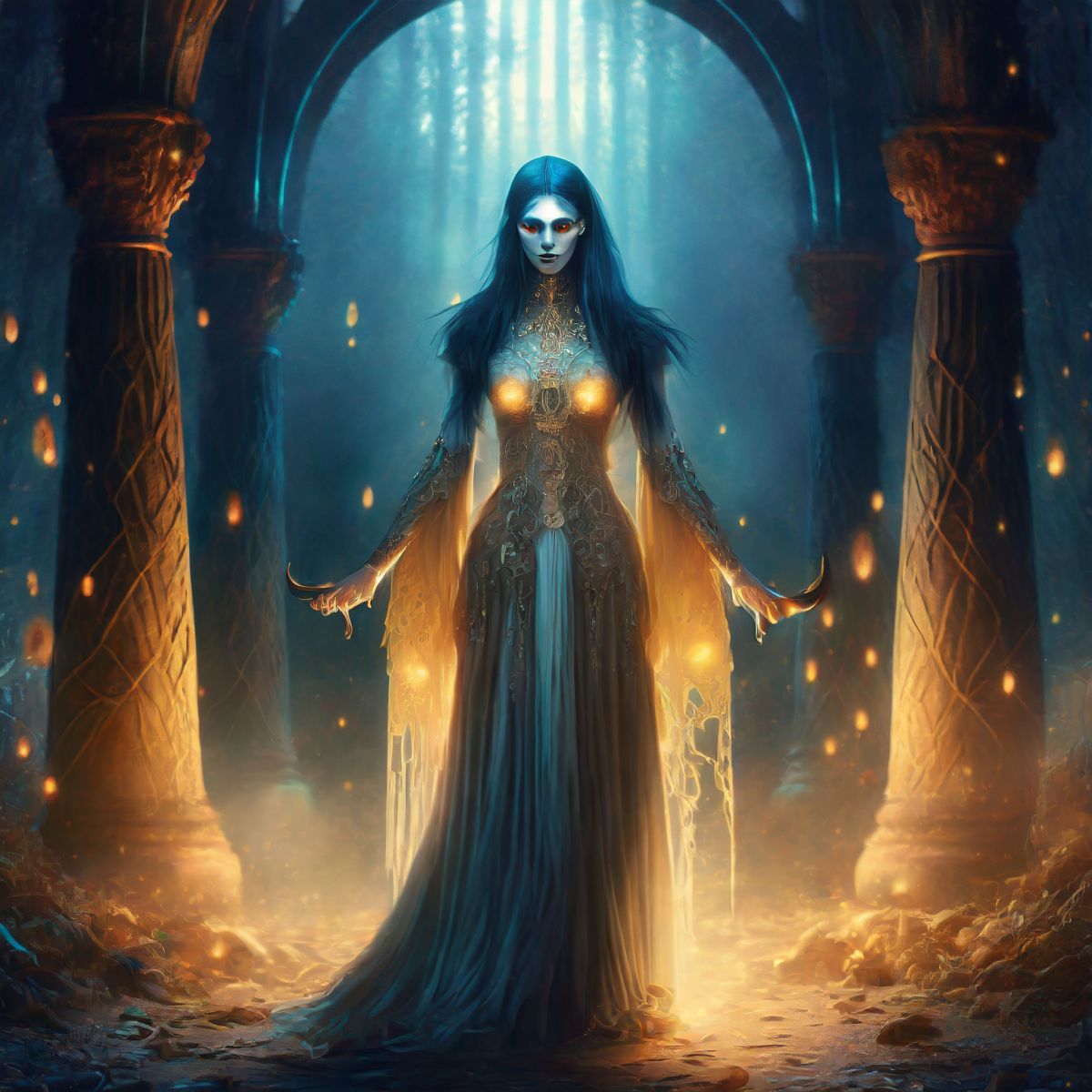 The Mortal Goddess of Death, Verdandi Moirai. Imaged generated by Adobe Firefly.