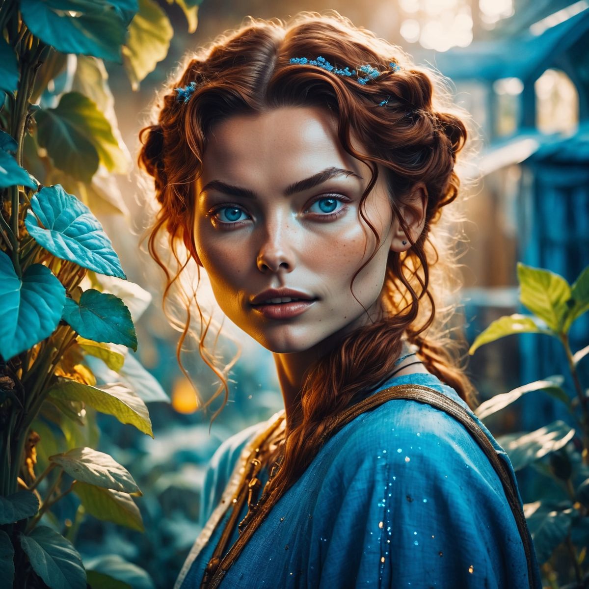 Wyrd Moirai: The Goddess of Allotment, Fate, and Destiny. A casual portrait of her on Earth. Image generated by Adobe Firefly.